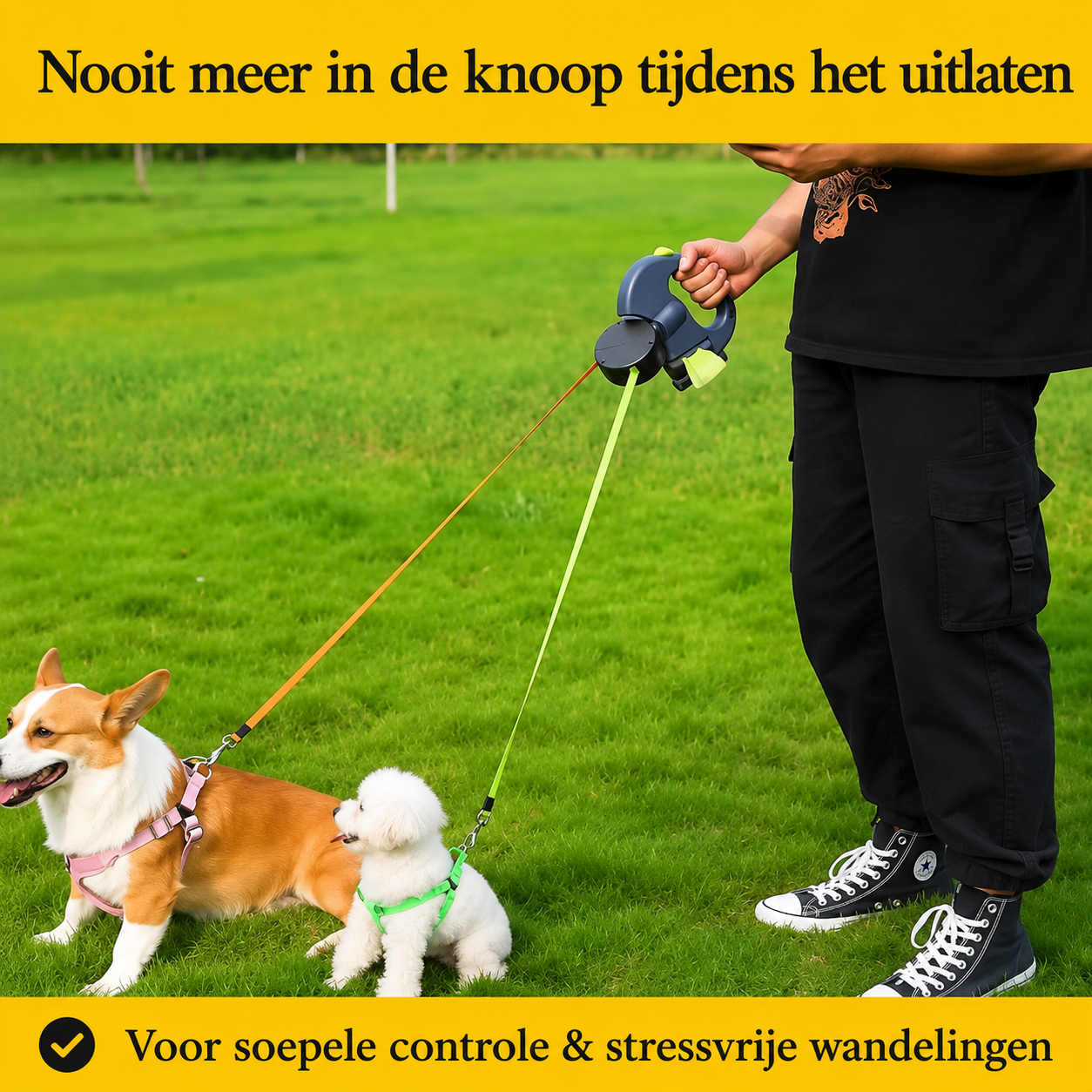 WandelMaat Duo™De dubbele hondenriem met 360° draaimechanisme