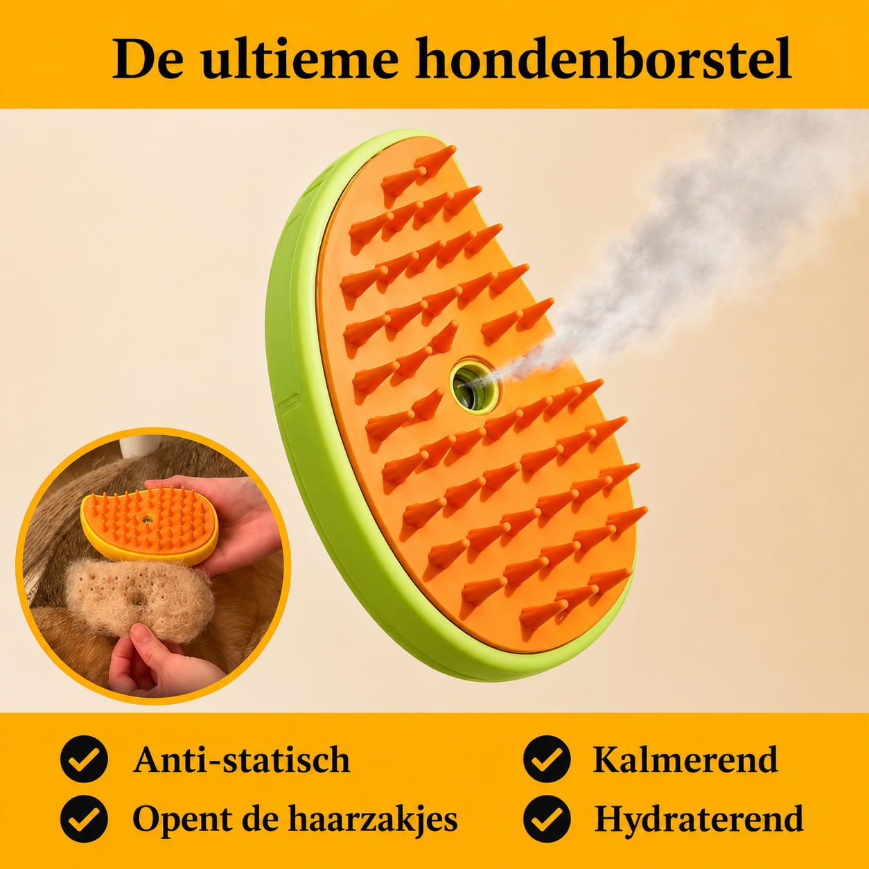 SteamGroom™ Stoomborstel voor Honden en Katten