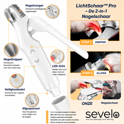 Sevelo™ Pro – De 2-in-1 LED-nagelschaar voor veilige pootverzorging zonder angst.